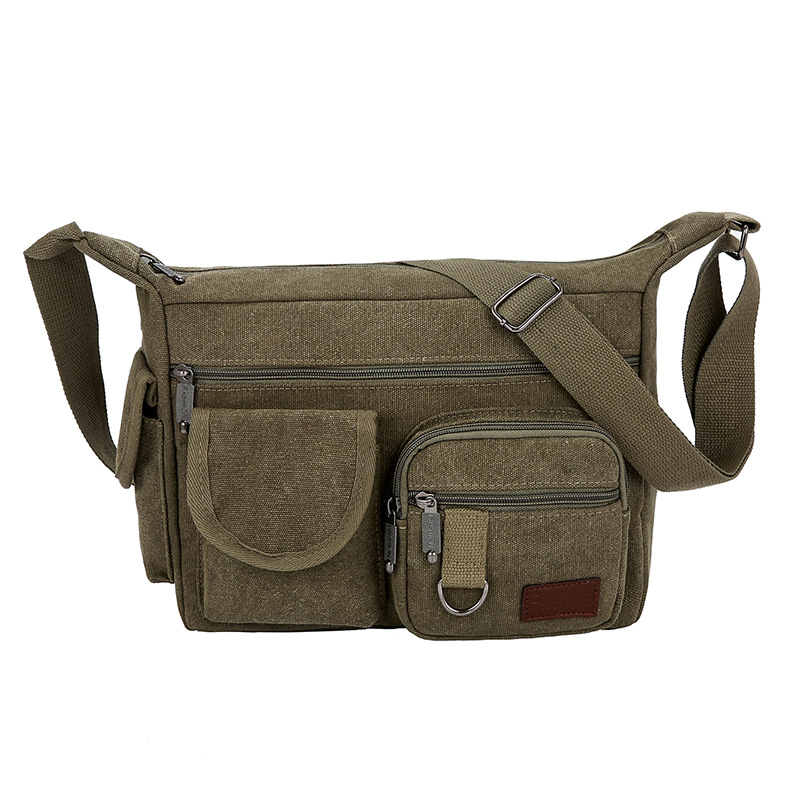 Nueva bolsa de mensajero transfronteriza para hombres de mediana edad y ancianos simple mochila de lona casual al aire libre multi-Bolsillo simple bolsa de hombro