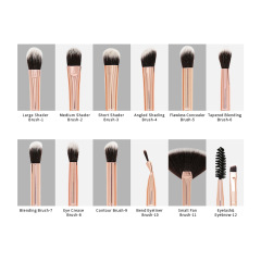 Set of 12 Eyeshadow Brushes Eyeshadow Blending Nose Shadow Detail Eyeliner Brush Beauty Makeup Tools Eyebrow Brush Cross-border Wholesale