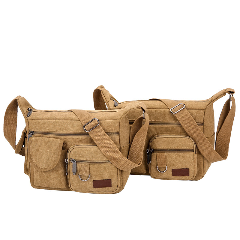 Nueva bolsa de mensajero transfronteriza para hombres de mediana edad y ancianos simple mochila de lona casual al aire libre multi-Bolsillo simple bolsa de hombro