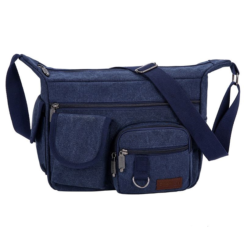 Nueva bolsa de mensajero transfronteriza para hombres de mediana edad y ancianos simple mochila de lona casual al aire libre multi-Bolsillo simple bolsa de hombro