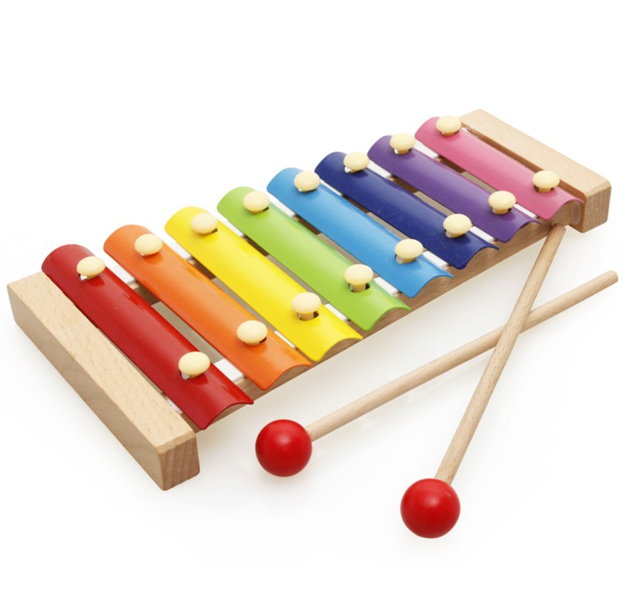 Instrumentos musicales de madera para niños de educación temprana entre padres e hijos artesanías interactivas juguetes de madera para niños de ocho tonos tocando a mano piano al por mayor