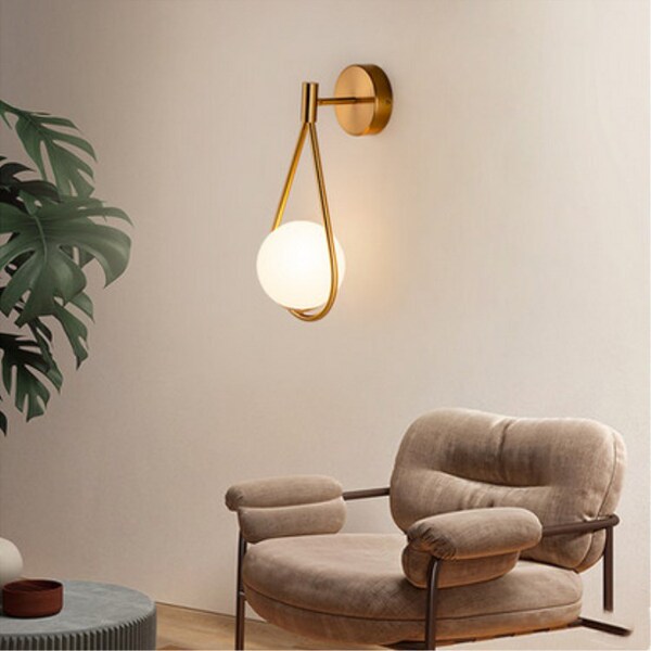 brass modern and minimalistic glass sconce for living room for…