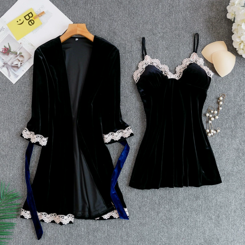 Демисезонная майка с чашечками, пижама, бархатное Slip dress, халат, сексуальная куртка