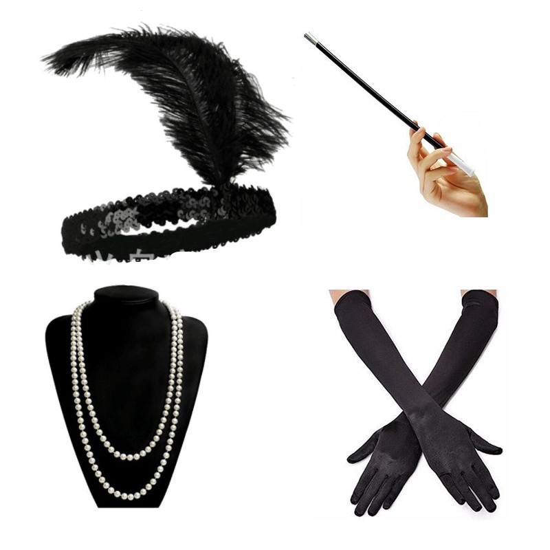 1920s accesorios diadema collar guantes cigarrillo clip bafle Ropa Accesorios Halloween banquete joyería del partido