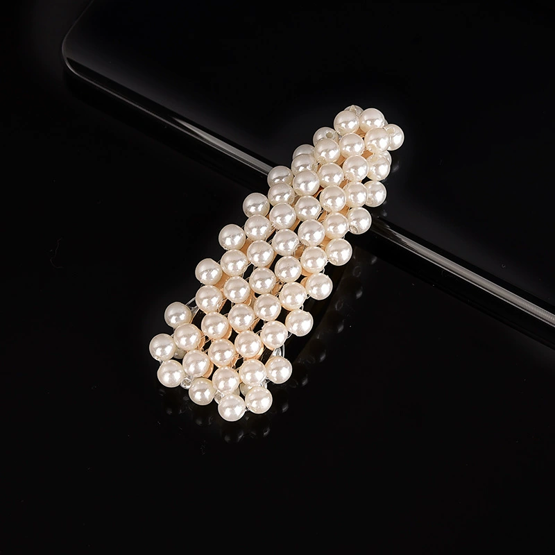 handmade Pearl Hair Clip, Woven Bow Design, 9 cm, Korean Simple Elegant