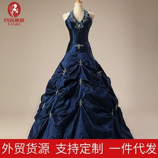 挂脖礼服修身绑带晚宴年会舞台演出主持人艺考婚纱礼服一件代发