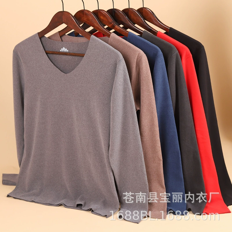 Термобелье мужское утолщенное бесшовное бархатное термобелье на флисовой подкладке, теплое мужское облегающее нижнее белье