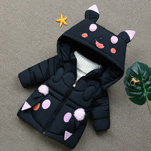 冬季新款女童棉衣外套卡通小童棉服中长版女小童棉袄加厚婴幼儿