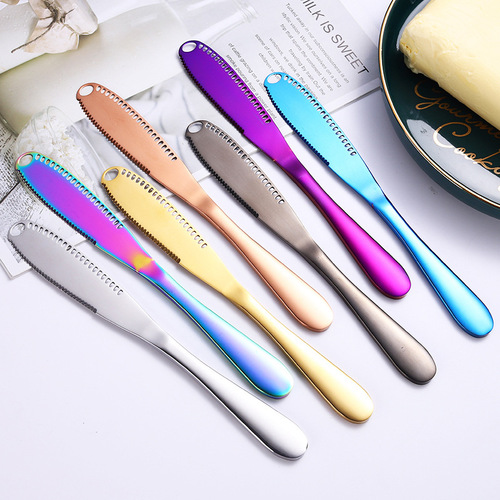 Amazon 430 stainless steel cheese butter knife with hole butter knife bread jam knife cutting cheese butter knife
