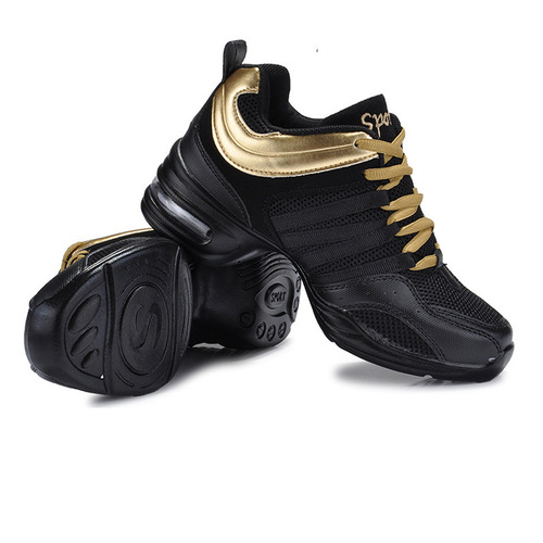 Modern Women's Shoes Comfortable Mesh Breathable Fashion Ladies Dance Shoes Soft Sole Heel-raising Square Dance Shoes