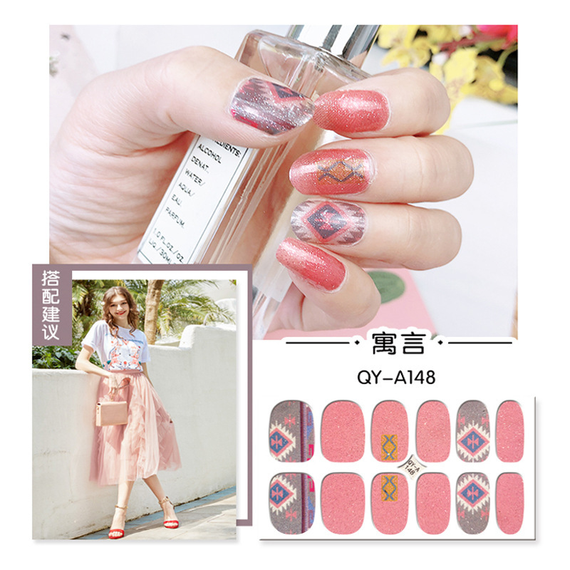 QY-A140 ScAndinAviAn ins Style Retro NAil Stickers Adhesive NAil Stickers Red PAinted NAil Art Stickers Full Stickers