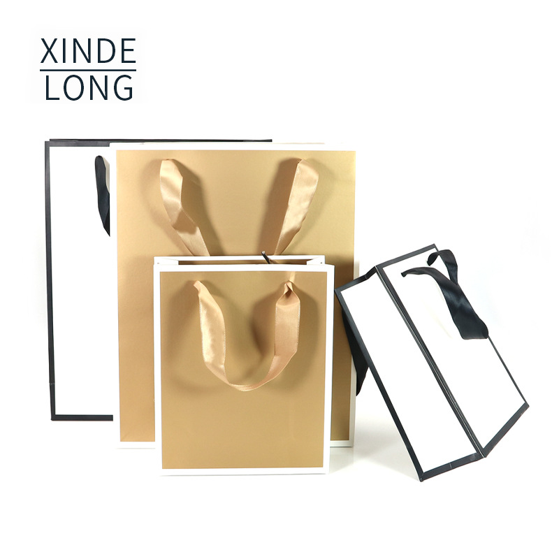 创意丝带包装袋 黑白两色纸袋 珠宝手提袋 礼品袋logo