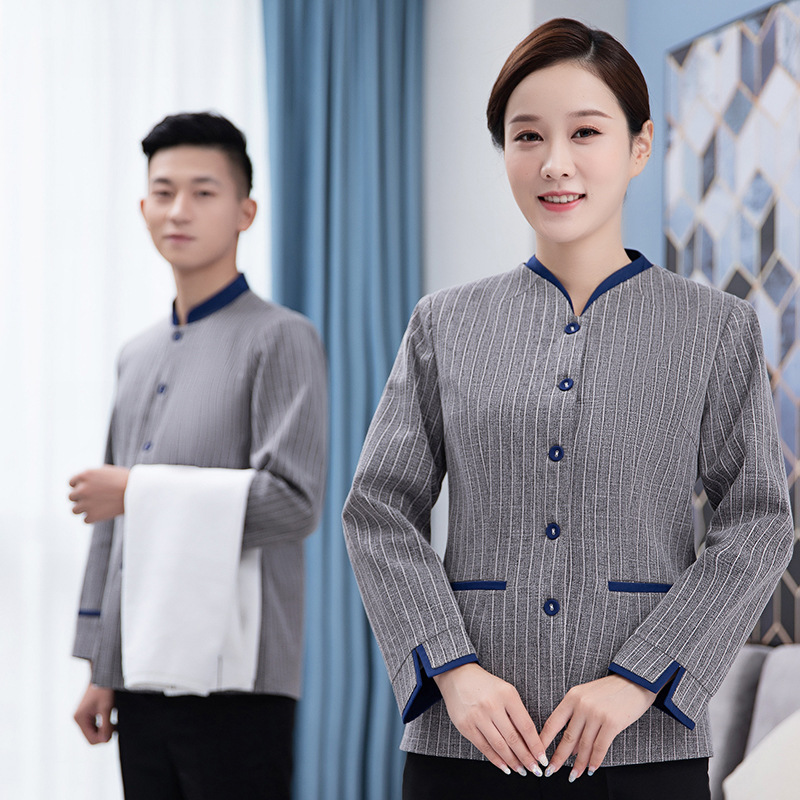 保洁服长袖 宾馆客房保洁服秋冬装 物业保洁工装 酒店工作服长袖