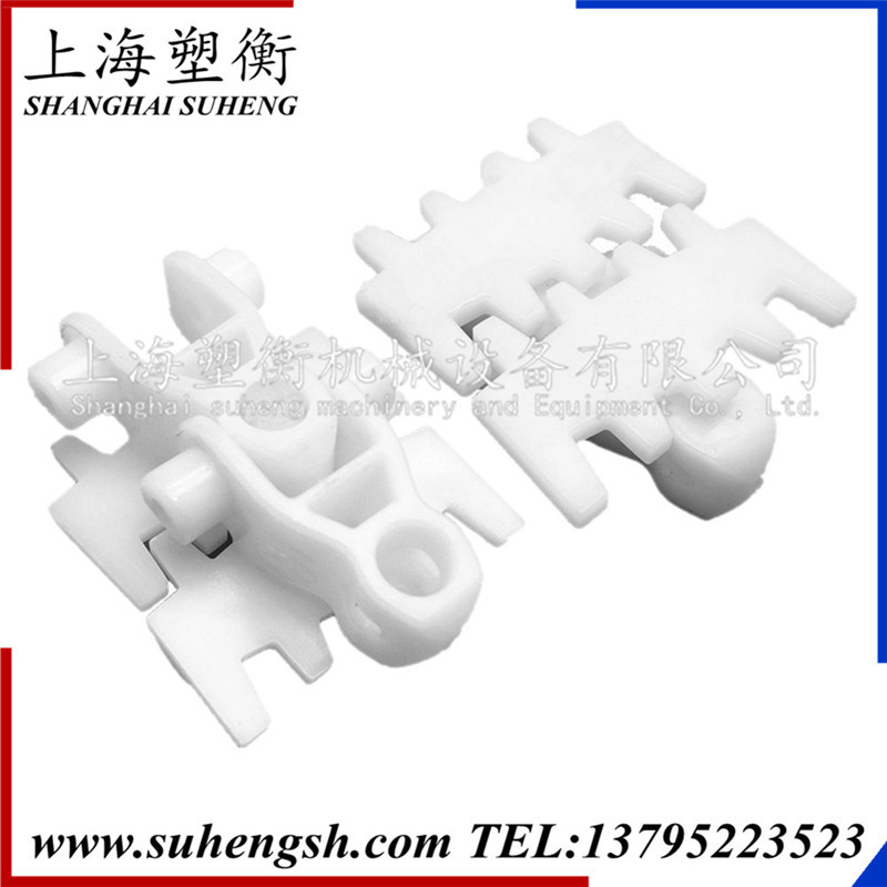 51齿形柔性链塑料平板链 50转弯塑钢链板白色齿形链柔性链输送机