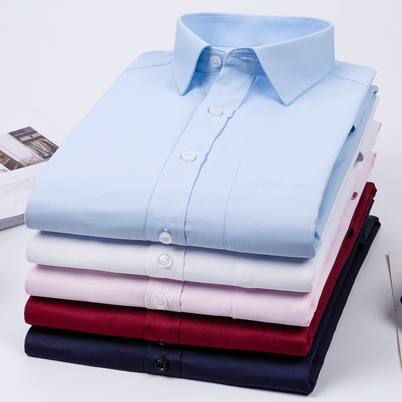 Super Value Hot Selling Spring and Autumn Tooling Style Slim Fit Solid Color Tooling Business White Shirt Men's Cotton Men's Long Sleeve Shirt