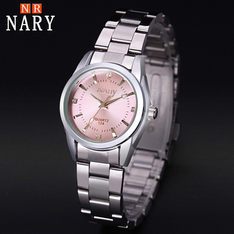 NARY/NARY Internet Celebrity Watch mujer elegante diamante incrustado simple impermeable reloj de cuarzo reloj de mujer al por mayor 124