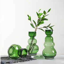 【彤昇源】轻奢玻璃花瓶牛油果绿色水培容器花瓶家居饰品创意摆件