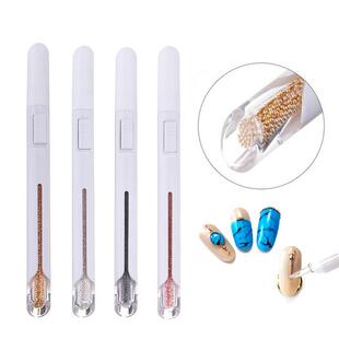 Cross-Border Manicure Steel Ball Dot Pen Gold and Silver Steel Ball Pen New Automatic Dot Pen Press Automatic Beading