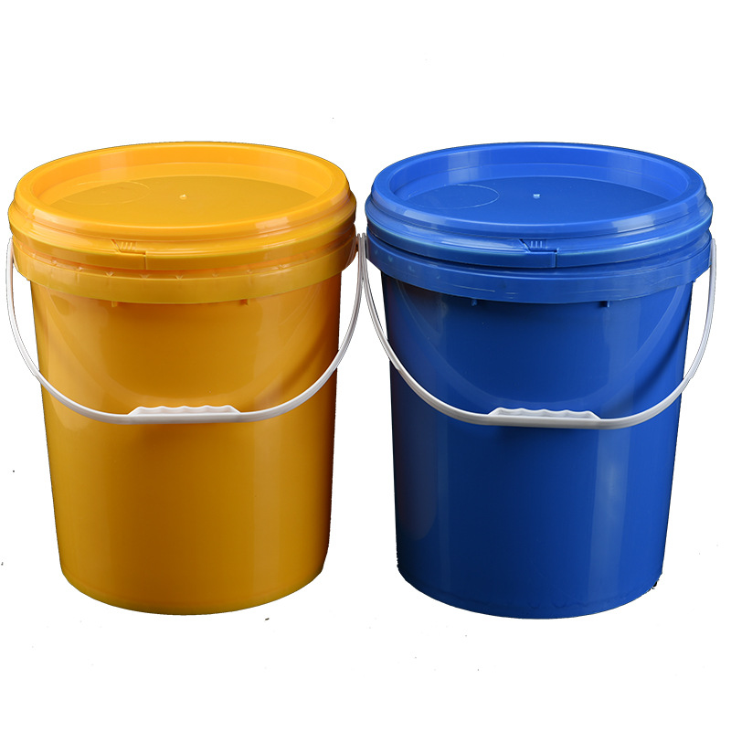 黄色22升圆形塑料桶食品级塑料桶涂料桶化工桶油漆桶塑料包装桶