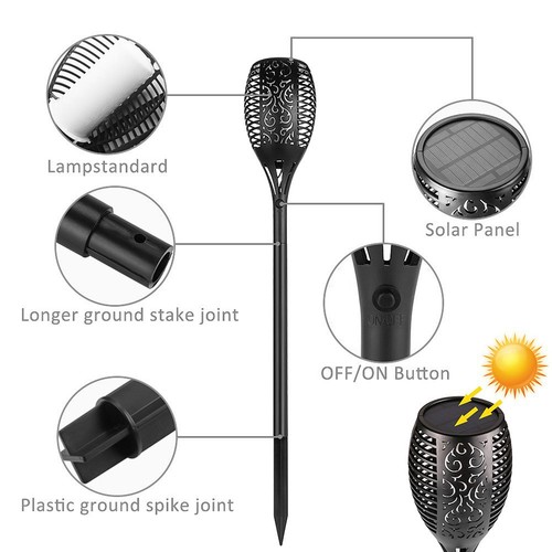 Wholesale cross-border flame light Amazon solar light 96LED outdoor rainproof lawn torch light garden light