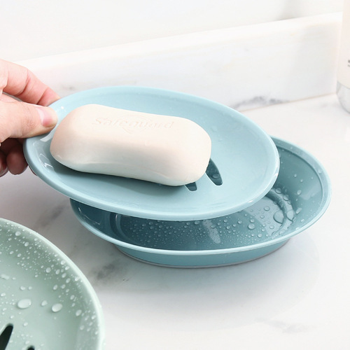 European oval soap dish, bathroom plastic simple soap dish, double drain bathroom face soap dish