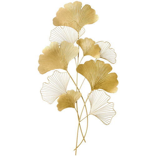 New Chinese style light luxury iron art ginkgo leaf three-dimensional wall hanging simple living room dining room background wall decoration pendant decorative painting