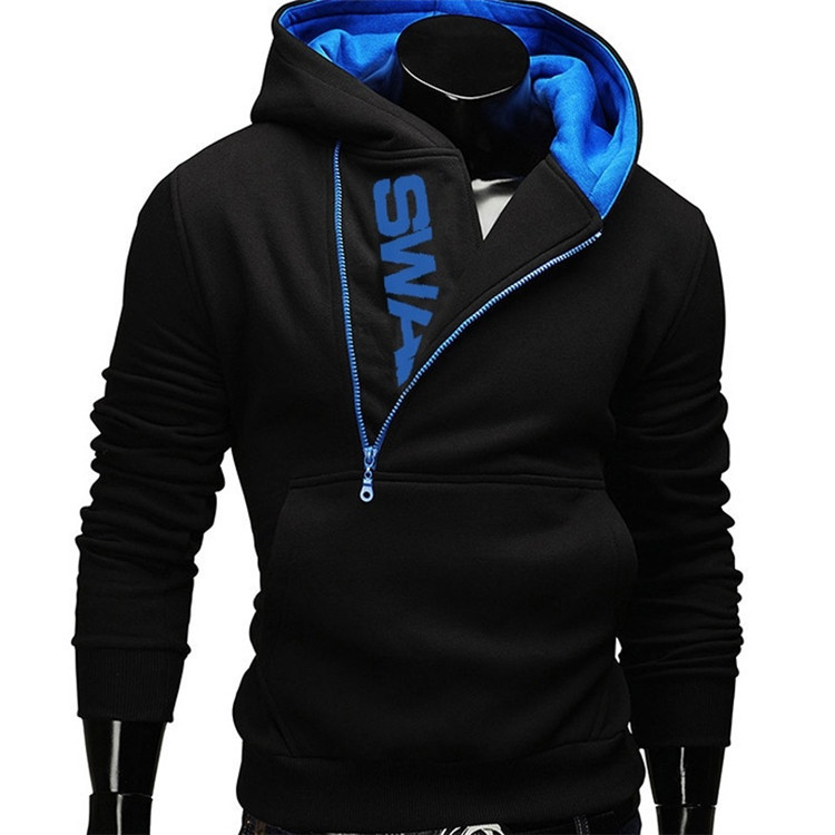 New men's side zippered oversized hoodie pullover autumn/winter hooded jacket_voghion.com