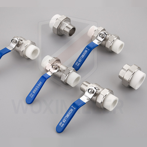 Floor heating water distributor high flow double union hot melt ppr pipe ball valve natural nickel plated brass valve Miller direct sales