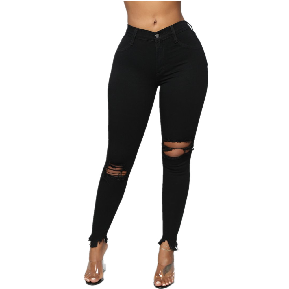 Pantalones rasgados de color sólido de verano para mujer europeos y americanos de eBay AliExpress Wish