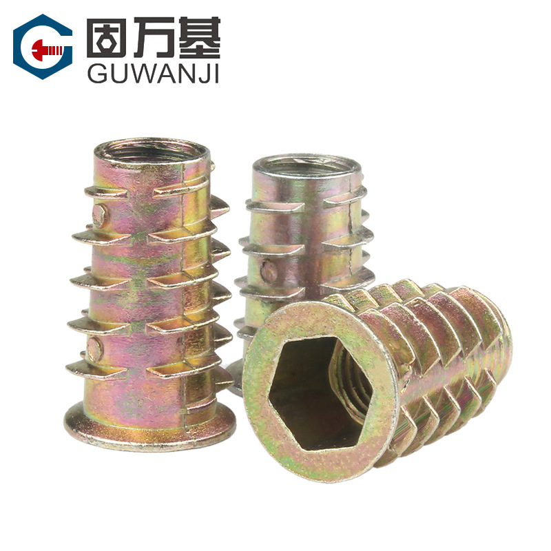 Aleación de hierro trapezoidal interno y externo dientes tuerca muebles hexágono piezas incrustadas tapón de rosca tornillo tipo T M4M5M6M8M10