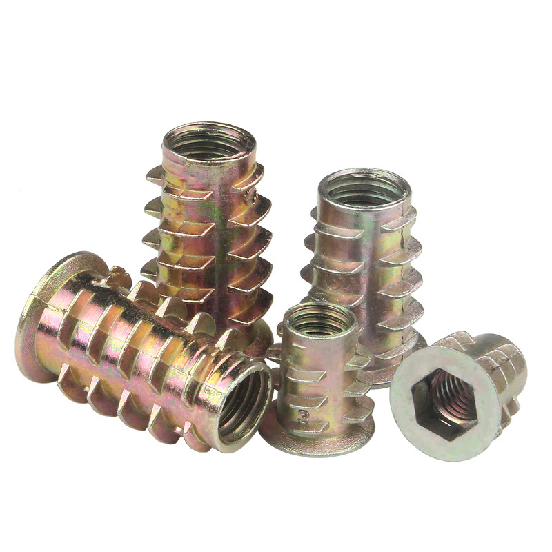 Aleación de hierro trapezoidal interno y externo dientes tuerca muebles hexágono piezas incrustadas tapón de rosca tornillo tipo T M4M5M6M8M10