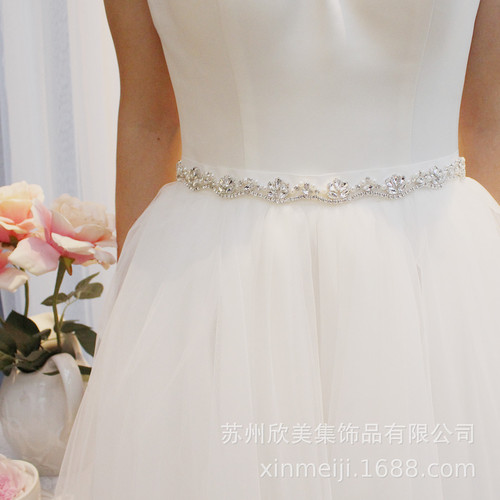 Y009 Korean style wavy diamond piece bridal girdle versatile slimming wedding dress accessories wedding belt