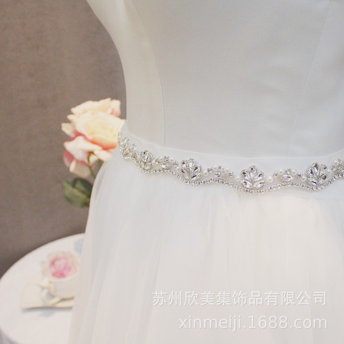 Y009 Korean style wavy diamond piece bridal girdle versatile slimming wedding dress accessories wedding belt