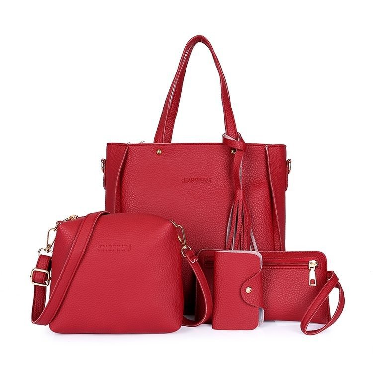 Bolso de mensajero de mujer (conjunto de 4 piezas, textura de lichi) image 6