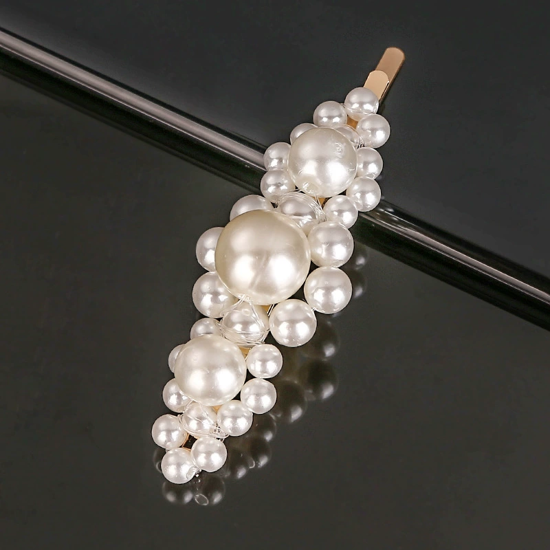 handmade Pearl Hair Clip, Woven Bow Design, 9 cm, Korean Simple Elegant