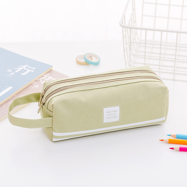 double-layer capacious pencil case for students with zipper