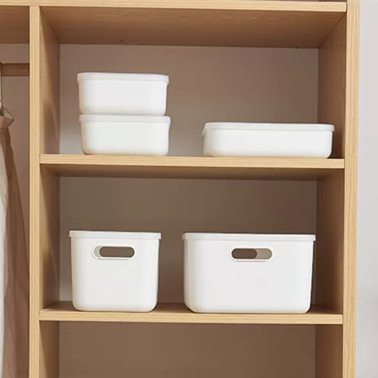 大号透明盖收纳箱五件套桌面收纳盒塑料箱子家用霜山杂物整理箱