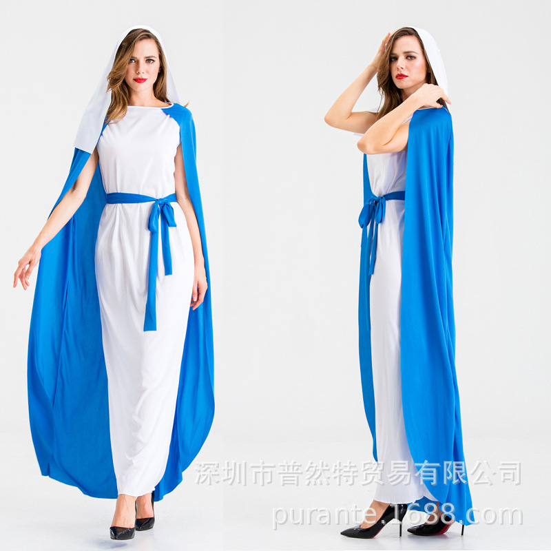 Masquerade Pharaoh Cosplay Halloween Role-Playing Stage Costume Virgin Mary Performance Costume for Women