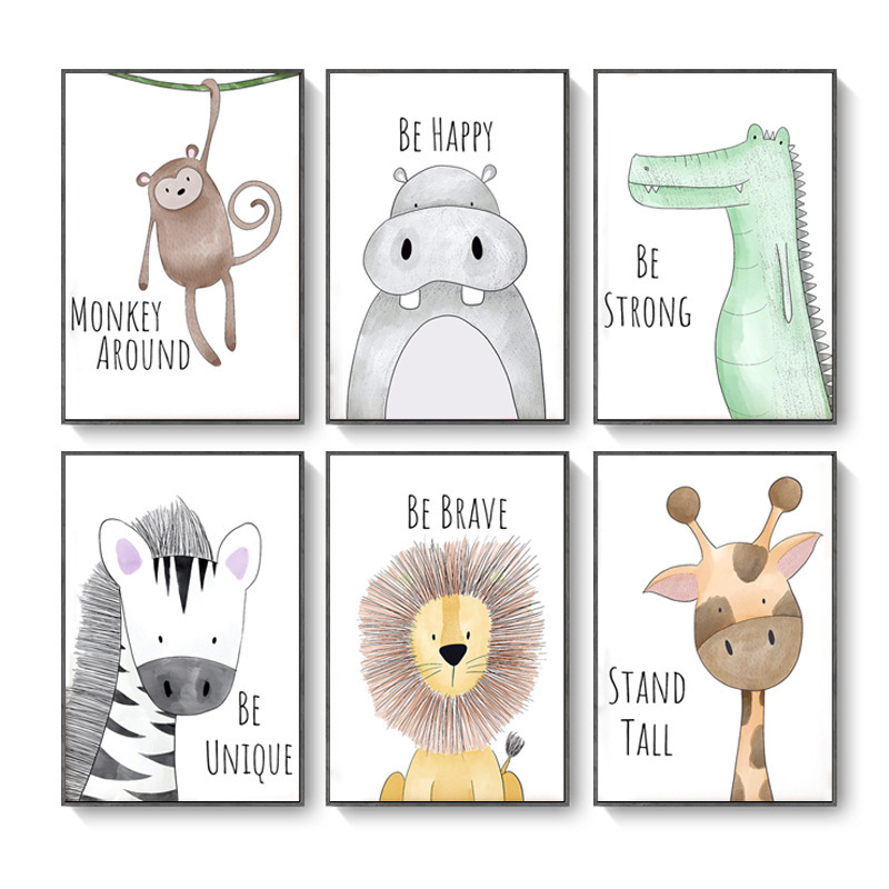 Modern Simple Kidsren's Room Decoration Painting Scandinavian Cartoon Animal Deer Lion Creative Living Room Bedroom Kidsren's Room Hanging Painting Modern Simple Kidsren's Room Decoration Painting Scandinavian Cartoon Animal Deer Lion Creative Living Room Bedroom Kidsren's Room Hanging Painting