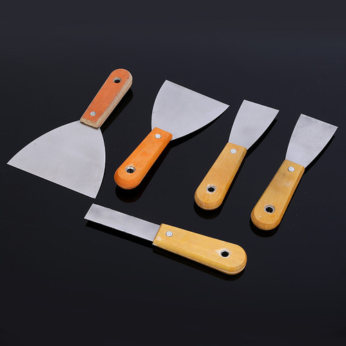 Oil putty knife wooden double clamp mirror scraping knife, stainless steel handle scraping knife, cement putty knife, gray scraping knife