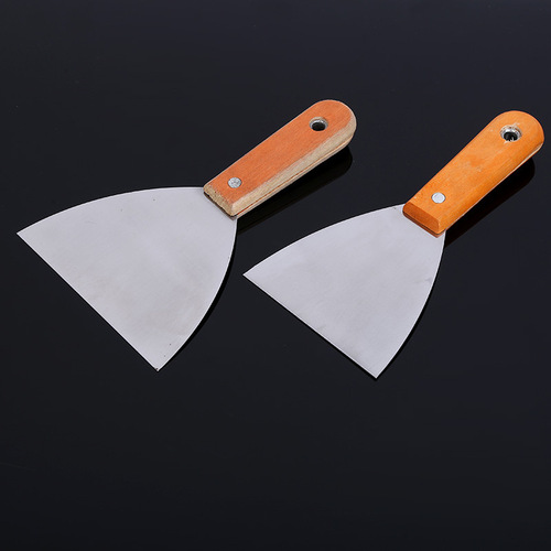 Oil putty knife wooden double clamp mirror scraping knife, stainless steel handle scraping knife, cement putty knife, gray scraping knife