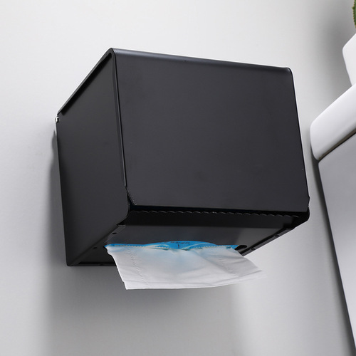 Space aluminum black paper towel holder roll paper holder bathroom matte black toilet paper holder European style bed and breakfast extended tissue box
