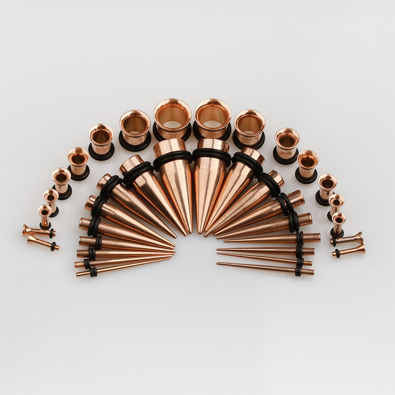 Acero inoxidable solo tirón aurícula afilada cono combinación color afilado cono aurícula oído expansión traje cuerpo piercing joyería al por mayor