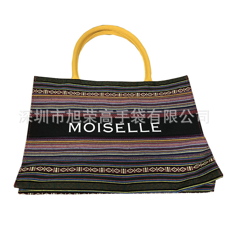 民族特色手提袋超大容量专业生产具印花沙滩包彩色混搭色彩帆布包