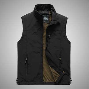 Autumn and Winter New Velvet Vest Men's Clothing Outdoor Casual Vest Photography Fishing Vest Vest Jacket