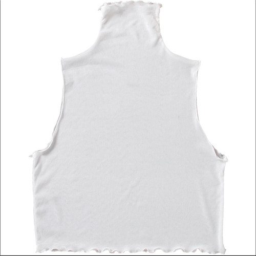 Thin bottoming shirt pure white half-high collar mesh see-through fungus with fake collar inside