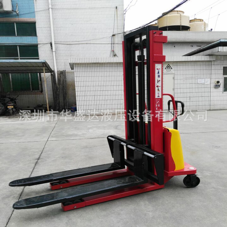 手推电动堆高车 电瓶电动升高车 装卸货堆垛车充电式电动叉车