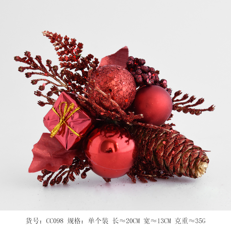 Nuevo arreglo de Navidad oro y plata rojo BOLA DE Navidad arreglo abeto Pino fruta arreglo simulación Navidad decoración arreglo flor