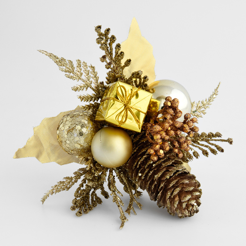 Nuevo arreglo de Navidad oro y plata rojo BOLA DE Navidad arreglo abeto Pino fruta arreglo simulación Navidad decoración arreglo flor