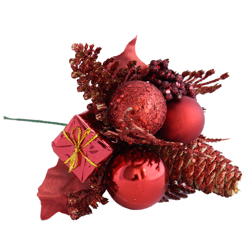 Nuevo arreglo de Navidad oro y plata rojo BOLA DE Navidad arreglo abeto Pino fruta arreglo simulación Navidad decoración arreglo flor